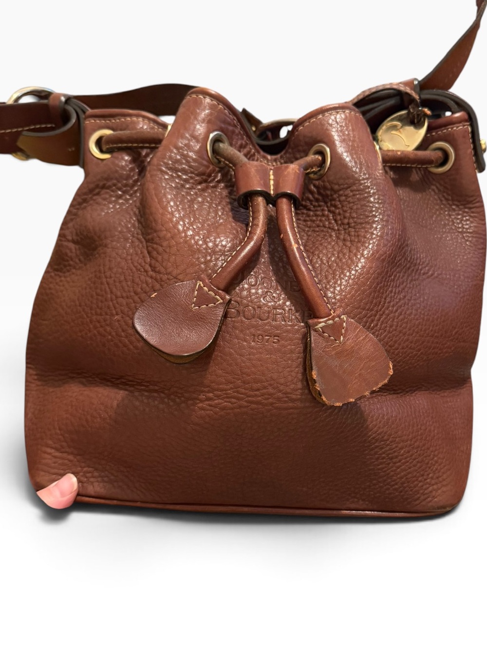 Dooney & Bourke Brown Leather Bucket Bag Flawed